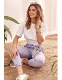 Kurzes T-Shirt mit breitem Bündchen, weiß MP14546 – Online-Shop – Boutique